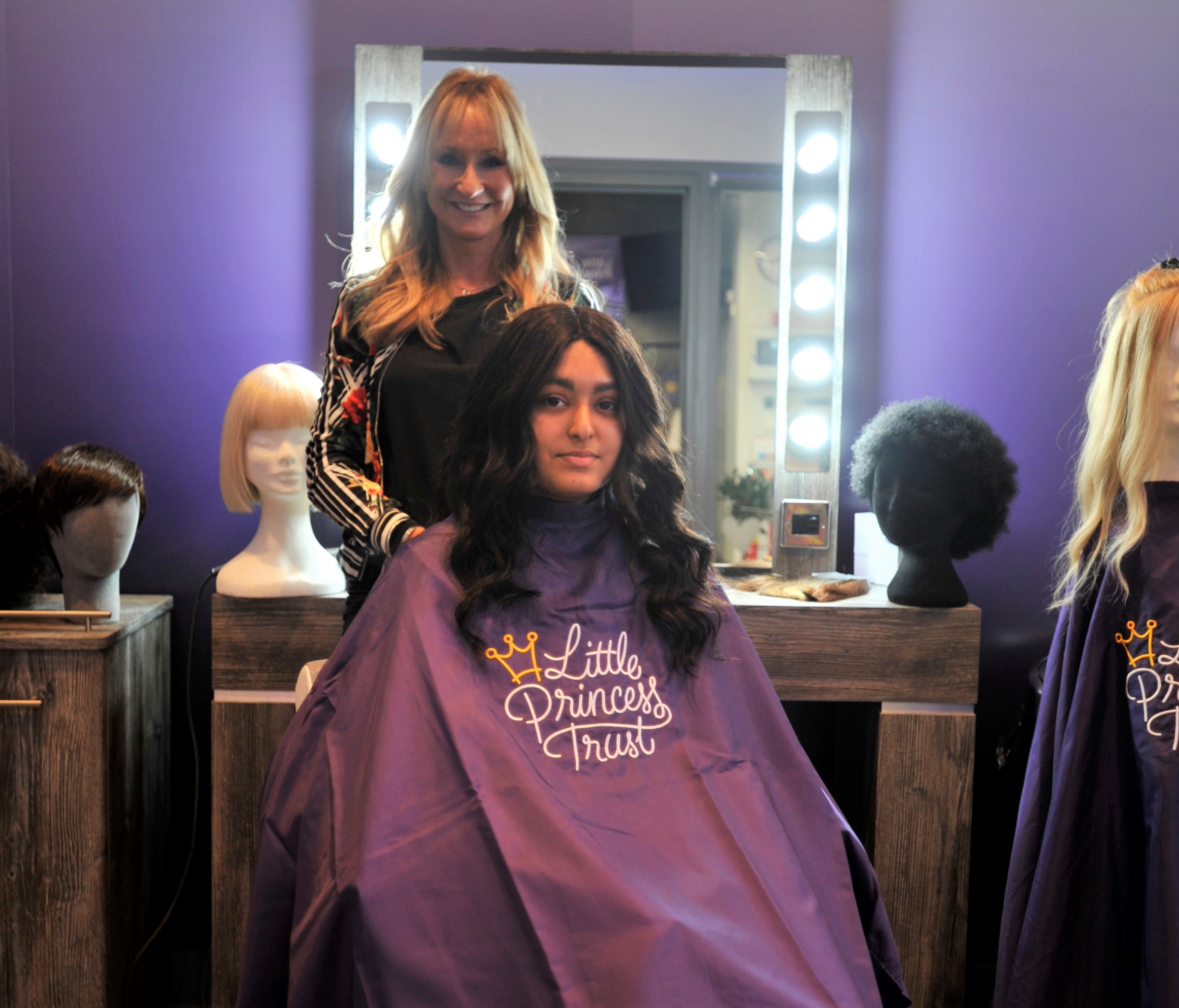 Kiya was the first person to have her wig fitted and styled inside The Little Princess Trust's Hannah Tarplee Building.