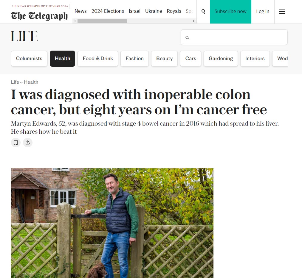 Martyn Edwards' story was featured in the Daily Telegraph.